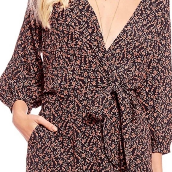 Free People Clara Floral Faux Wrap Tunic Top/Dress Sz. S - Picture 3 of 7